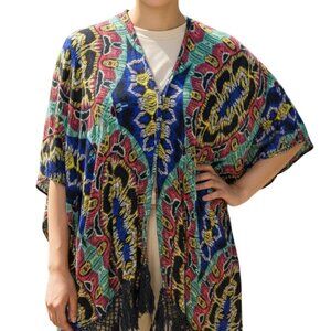 L*SPACE Women's Boho Colorful Fringe Kimono Cardigan - One Size